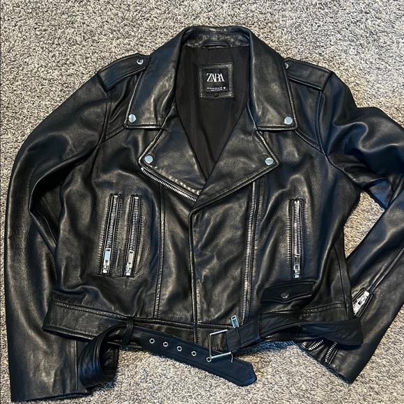 Zara Black Leather Motorcycle Jacket - Picture 5 of 5
